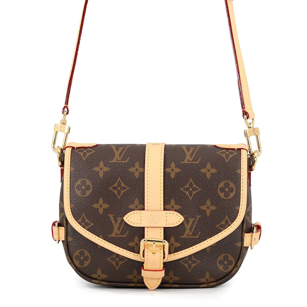 Louis Vuitton Monogram Saumur Crossbody Bag Canvas Leather Brown